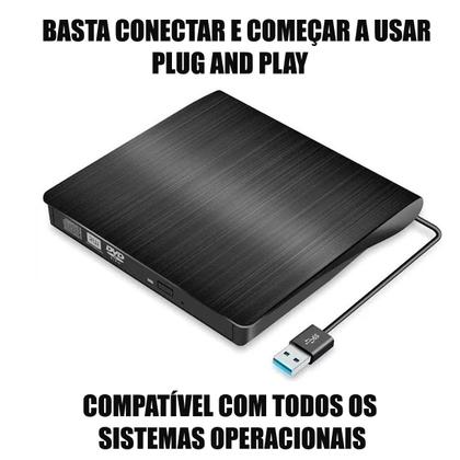 Imagem de Gravador De Dvd Leitor Cdrom Externo Usb 3.0 Portátil