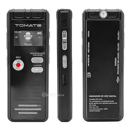 Imagem de Gravador de Voz Digital Alta Qualidade de Áudio e Função de Gravação com Um Toque MT559