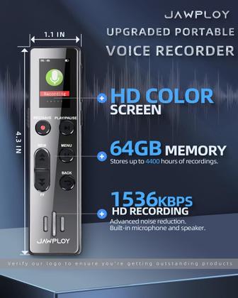 Imagem de Gravador de Voz Digital Jawploy 64GB - Com Reprodução