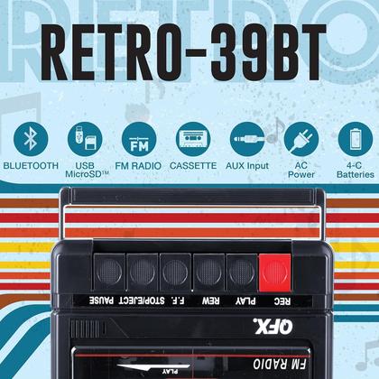 Imagem de Gravador Portátil de Fitas Cassete USB QFX RETRO-39 - Estilo Retro