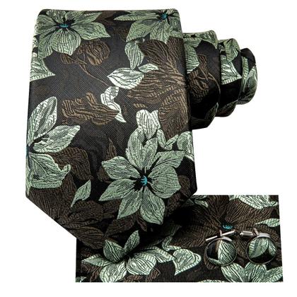 Imagem de Gravata De Casamento De Seda Masculina Designer Jacquard Folhas De Bordo Handky Abotoadura Presente