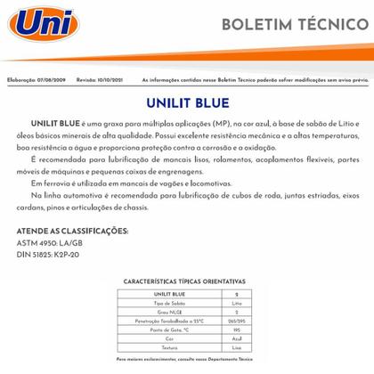 Imagem de Graxa Azul Para Rolamentos Unilit Blue 2 Ingrax 1Kg