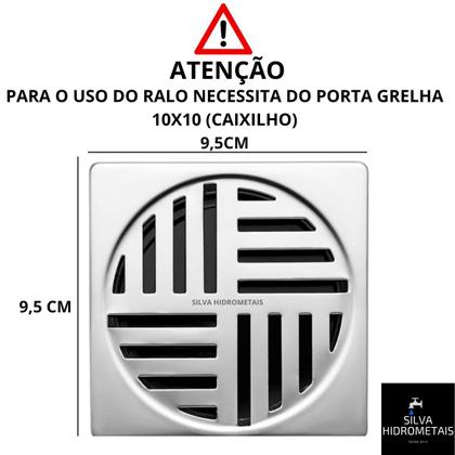 Imagem de Grelha ABS Para Ralo Automático Quadrado Cromado 10x10