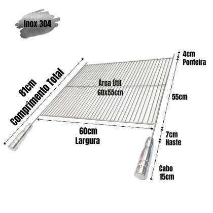 Imagem de Grelha Aramada Churrasco 60x55 Inox 304 Estilo Uruguaia