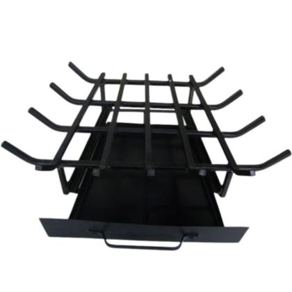 Imagem de Grelha C/ Gaveta De Canto P/ Lareira Ferro Preto Media 58,5x40x28 CM