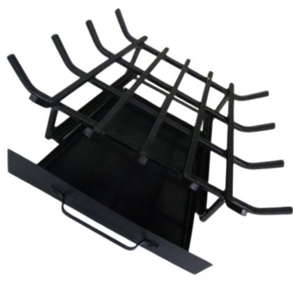 Imagem de Grelha C/ Gaveta De Canto P/ Lareira Ferro Preto Media 58,5x40x28 CM