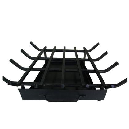 Imagem de Grelha C/ Gaveta De Canto P/ Lareira Ferro Preto Media 58,5x40x28 CM