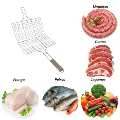 Imagem de Grelha De Churrasco De Abrir E Fechar Linguiça Peixe Frango