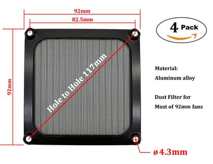 Imagem de Grelha de filtro de ventilador, estrutura de alumínio de 90 mm e 92 mm com aço inoxidável