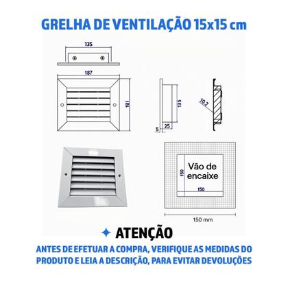 Imagem de Grelha De Retorno Horizontal Em Alumínio 150x150mm