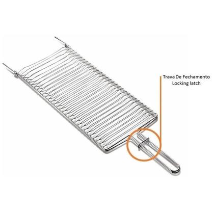 Imagem de Grelha Dupla em Aço Inox Abre e Fecha para Churrasqueira Churrasco Tramontina 31x18cm