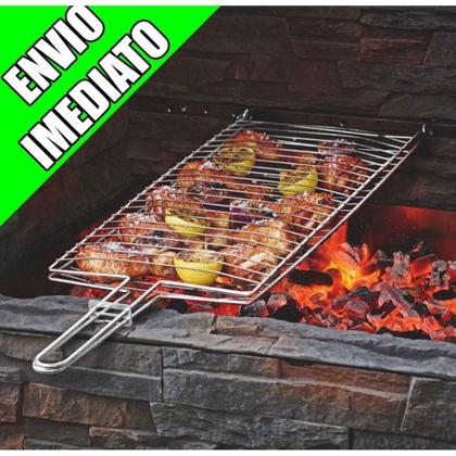 Imagem de Grelha Dupla Inox Para Churrasco Peixe Aves