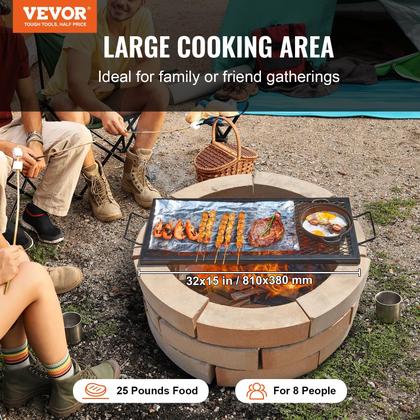 Imagem de Grelha Fire Pit Grill VEVOR X-Marks retangular de aço de 32 polegadas
