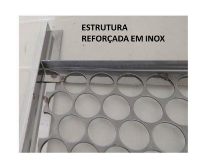 Imagem de Grelha inox 50cm com suporte apoio de churrasqueira barras 75cm