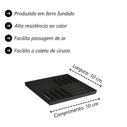 Imagem de Grelha Para Cinzeiro Ferro Fundido Libaneza 10x10 Cm