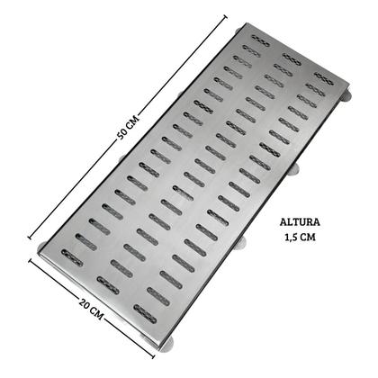 Imagem de Grelha Pluvial 20x50 Inox 304 com Tela Anti Escorpião e Aro