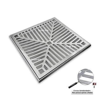 Imagem de Grelha Pluvial com Suporte 40x40 Alumínio Escovado com Tela Anti Insetos