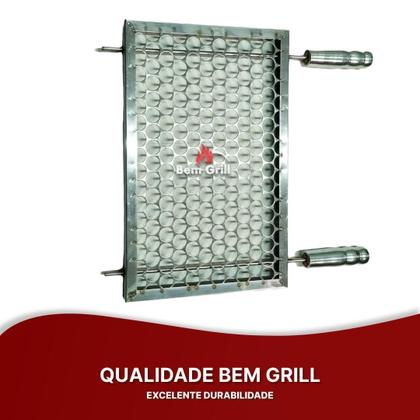 Imagem de Grelha Portátil 50X25 Inox Reforçada Churrasqueira Espetinho