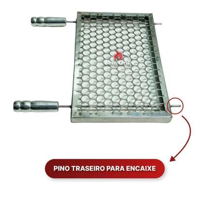 Imagem de Grelha Portátil 50X25 Inox Reforçada Churrasqueira Espetinho