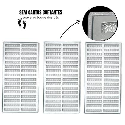 Imagem de Grelha Ralo Quintal Alumínio 15x140 com Tela Anti Insetos em Módulos ( 1 15cm x 40cm + 2 15cm x 50cm)