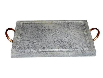 Imagem de Grelha Retangular Pedra Sabão com Alça de Cobre 20x30 Cm - Industria São Jose