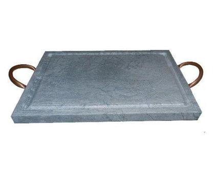 Imagem de Grelha Retangular Pedra Sabão com Alça de Cobre 20x30 Cm - Industria São Jose