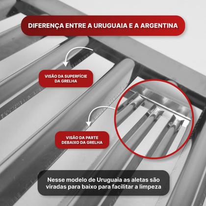 Imagem de Grelha Uruguaia Uruguaia 100% Inox Para Churrasco 45x50