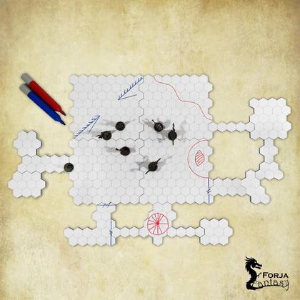Imagem de Grid de Batalha Hexagonal Modular Riscável - 18 Pçs - RPG