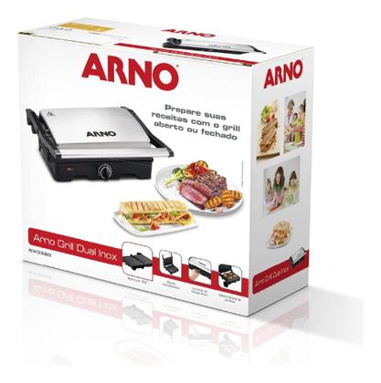Imagem de Grill Arno Dual Inox com abertura de 180 GNOX