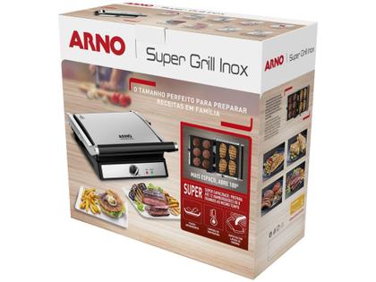Imagem de Grill Arno Super GGRA Retangular 1200W - Antiaderente com Coletor de Gordura