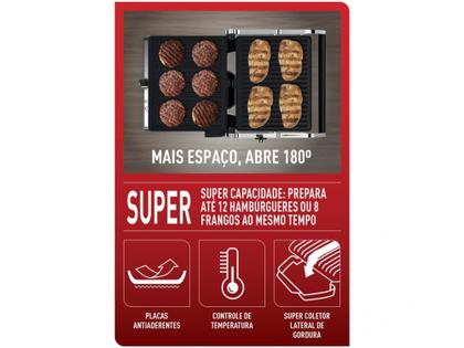 Imagem de Grill Arno Super GGRA Retangular 1200W - Antiaderente com Coletor de Gordura