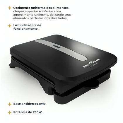 Imagem de Grill C/chapas antiaderentes BGR12A 750W 127V - Britânia