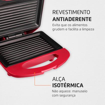 Imagem de Grill e Sanduicheira Mondial Inox Red S-19