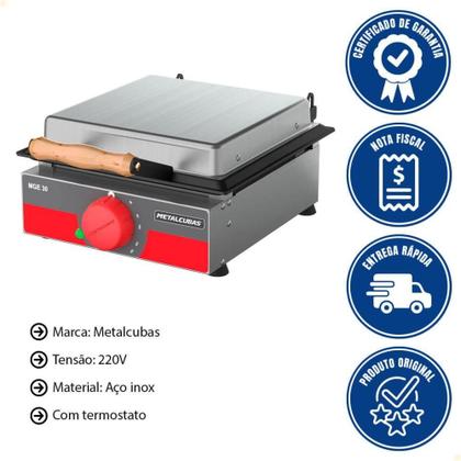 Imagem de Grill Elétrico 30cm Metlacubas Em Aço Inox 220V MGE-30