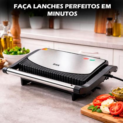 Imagem de Grill Elétrico 750W Inox Antiaderente para Sanduíche