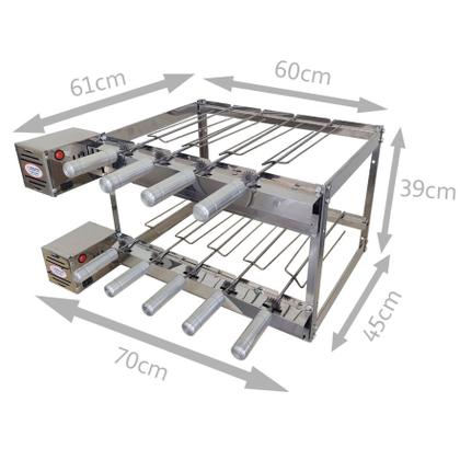 Imagem de Grill Giratório Duplo Inox BRASA: 9 Espetos, 2 Motores, Design 2 Andares, Bivolt