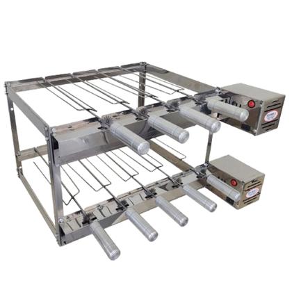 Imagem de Grill Giratório Duplo Inox BRASA: 9 Espetos, 2 Motores, Design 2 Andares, Bivolt