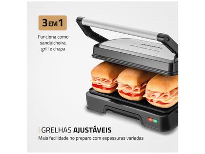 Imagem de Grill Mondial PG-01-180 Master Press Duo 3 em 1 Retangular com Chapa 1000W