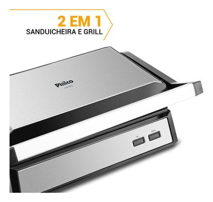 Imagem de Grill Philco 2 Em 1 Pgr32 Chapa Com Abertura 180 Cor Preto com Inox