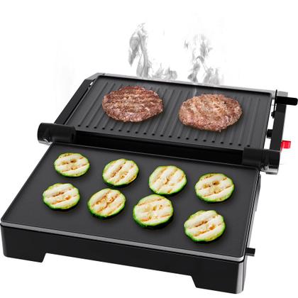 Imagem de Grill Sanduicheira Oster Inox 2 em 1, Antiaderente, com Alça OGRL230