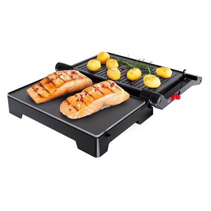 Imagem de Grill Sanduicheira Oster Inox 2 em 1, Antiaderente, com Alça OGRL230