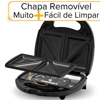 Imagem de Grill Sanduicheira Waffle 3 Em 1 750w Inox Britania Não Gruda Chapa Removível