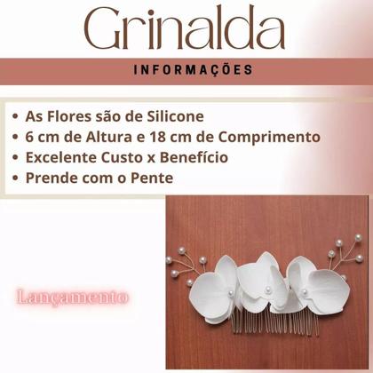 Imagem de Grinalda Cabelo De Noiva Enfeite Pente Orquídea Flor A61