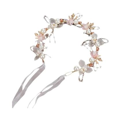 Imagem de Grinalda de Flores Boêmia com Pérolas - Tiara de Cabelo para Meninas