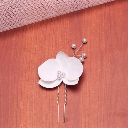 Imagem de Grinalda Grampo Cabelo De Noiva Arranjo Orquídea Enfeite A56