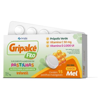 Imagem de Gripalcê Fito 15 Pastilhas  Suplemento com Própolis Verde, Vitamina C e D  Imunidade para Adultos e Crianças