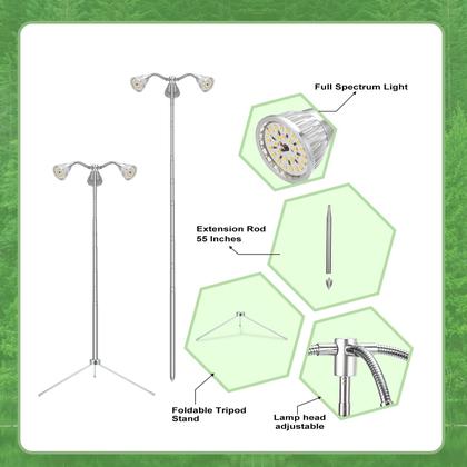 Imagem de Grow Lights TAURUSY Full Spectrum com suporte de tripé de 25-140 cm