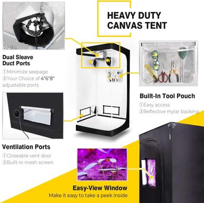 Imagem de Grow Tent iPower 80x81x160cm Hidropônico Interior Resistente à Água