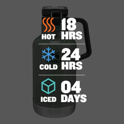 Imagem de Growler Stanley Classic Easy-Pour de 64 onças, isolado, mantém a cerveja gelada e carbonatada. Feito com interior de aço inoxidável, revestimento externo durável e tampa à prova de vazamentos, alça fácil de transportar