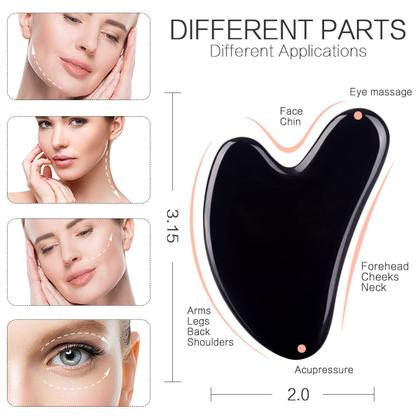 Imagem de Gua Sha Facial FUANKANG - Pedra de Obsidiana Preta